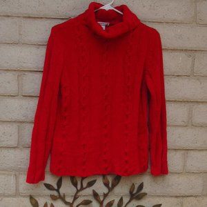 CLAUDIA D Small Red Long Sleeve Knit Sweater Turtleneck